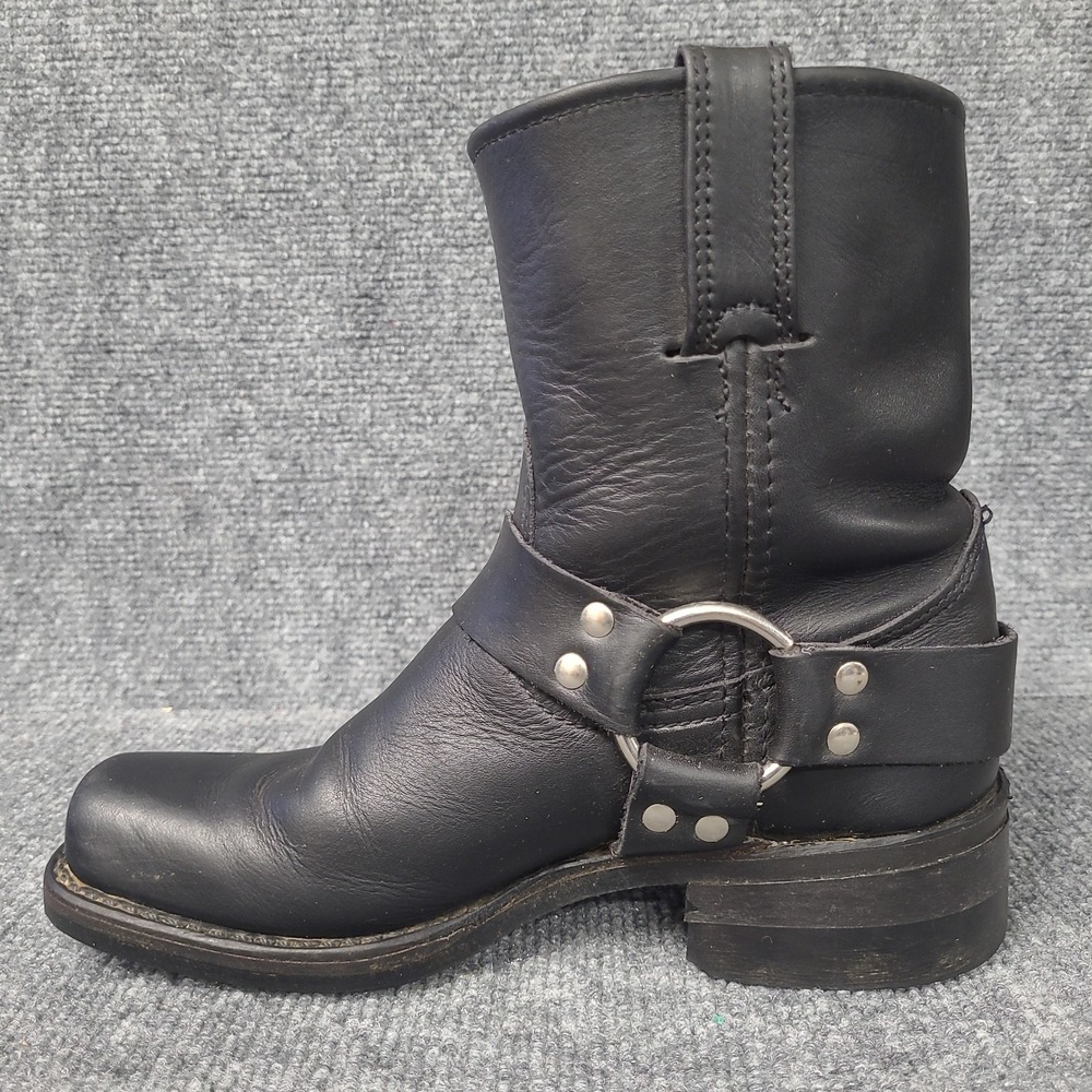 Frye Black Leather Women's Harness 8R Motorcycle Boots Size 6 - Picture 12 of 16